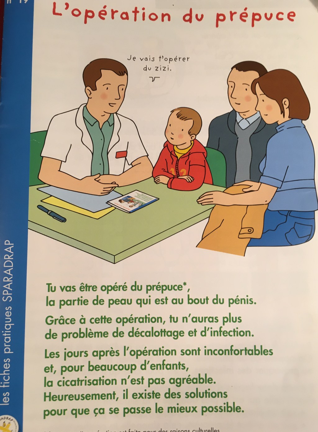 Cette fiche explique aux enfants l'opération du prépuce