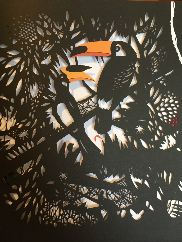 Deux toucans sur fond blanc et noir